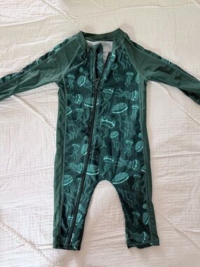 Swim zip Sunsuit Jellyfish One-Piece Swimsuit - Green
